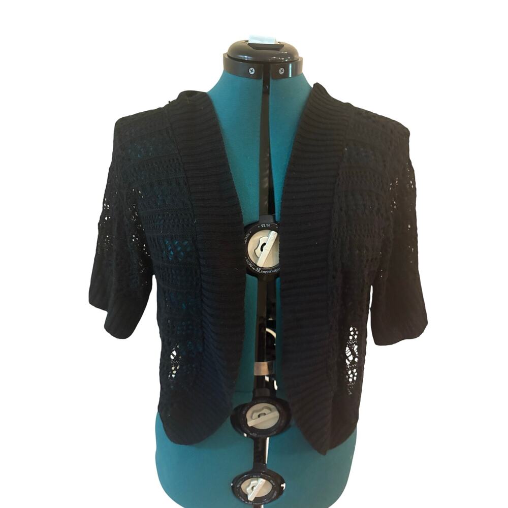 Women’s XL Vintage Perwinkle Black Knit‎ shawl Y2K